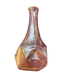 IKEA Vase Geometric Design Scandinavian Pink Pressed Glass Octagon